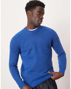SELECTED Crew Neck Fluffy Alpaca Knitted Jumper - Blue