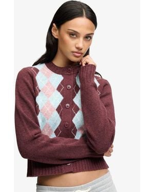 Superdry Argyle Cardigan - Red