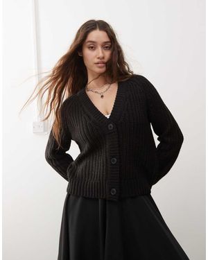 Noisy May V Neck Cardigan - Black
