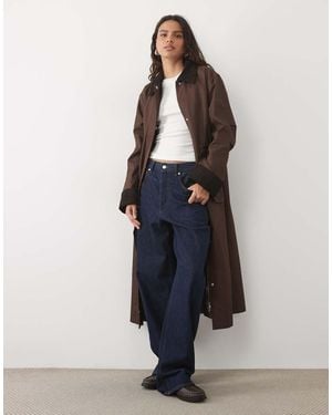 Y.A.S Premium Oversized Maxi Parka Coat With Waist Cinching - Blue