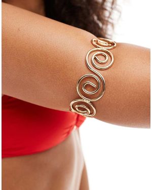 ASOS Bracciale A Fascia Dorato Con Design A Spirale - Rosso