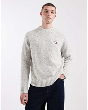 Tommy Hilfiger Chest Flag Logo Speckle Jumper - White