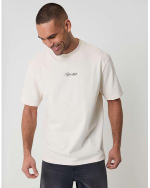 Threadbare Crew Neck Back Graphic Car Print T-shirt - White