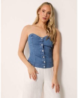 Long Tall Sally Denim Bandeau Top - Blue