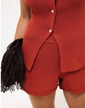 NA-KD Knitted Shorts - Red
