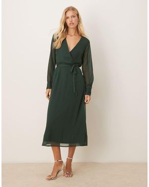 Vila Longsleeve V-neck Midi Dress - Blue