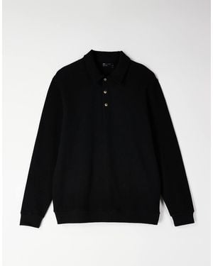 ASOS Sweat côtelé à col polo - Noir