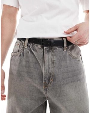 ASOS Smart Faux Leather Skinny Belt With Matte Buckle - Grey