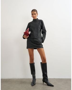 TOPSHOP Coated Fitted Jacket - Black
