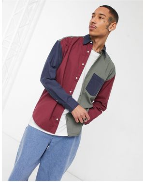 ASOS Camicia anni '90 colorblock oversize stile college - Multicolore