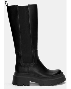 Pull&Bear Stretch Chunky Knee High Boots - Black