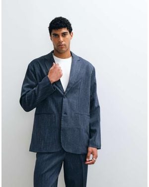 ASOS Oversized Denim Look Suit Jacket - Blue