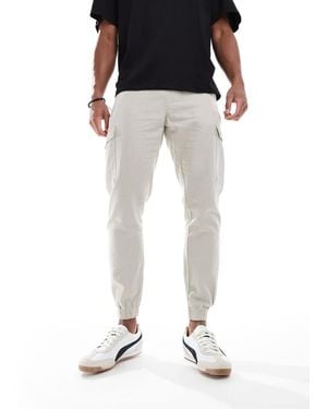 Brave Soul Cotton Linen Blend Cargo Trousers - Black
