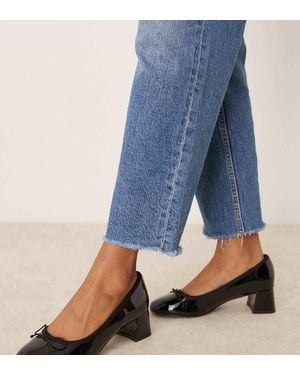 ASOS Shelley Bow Detail Mid Block Heeled Shoes - Blue