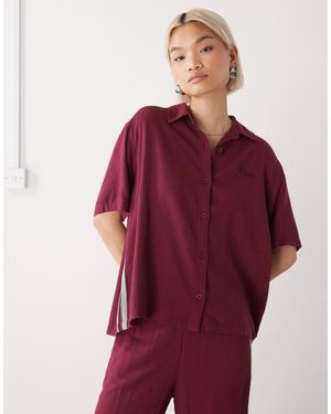 RVCA Syd - chemise à manches courtes et bandes rayées - lie-de-vin - Rouge