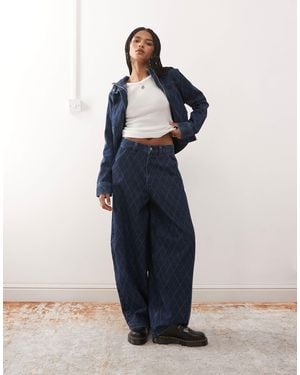 Collusion X006 Xl Balloon Argyle Print Jean - Blue