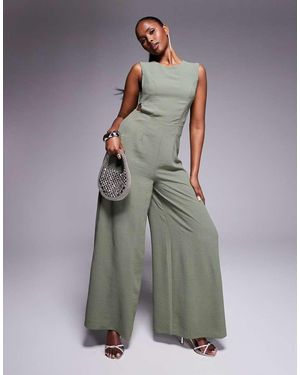 ASOS Jumpsuit Met Wijde Pijpen En Gesp - Grijs
