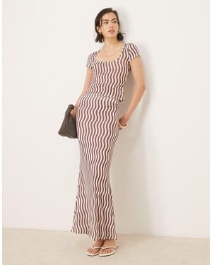 ASOS Striped Mesh Maxi Skirt - Natural