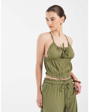 Aray Beach Halterneck Crop Top - Green