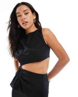 4th & Reckless Exclusive Contains Linen Cut Out Metal Hardware Top - Black
