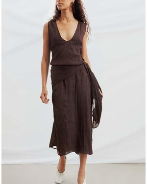 NA-KD Scoop Neck Scarf Tie Midi Dress - White