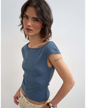 TOPSHOP 90's Boat Neck Vest - Blue