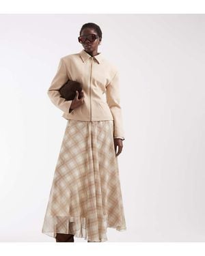 Vero Moda Hoge Taille Asymmetrische Midi Rok - Naturel