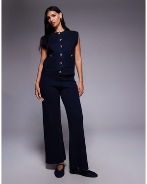 River Island Knit Wide Leg Pants - Blue