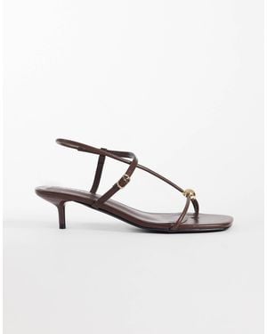 Glamorous Kitten Heel Sandals - Metallic