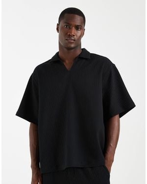ASOS – plissiertes oversize-shirt zum überziehen - Schwarz