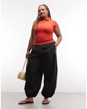 ASOS Asos Design Curve Cotton Nylon Blend Pull On Balloon Pants - Red