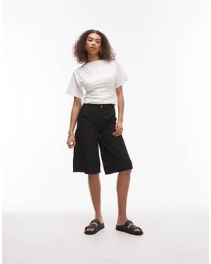 TOPSHOP Cotton Twill Barrel Jort - White