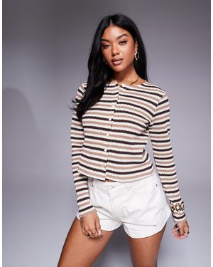 ASOS – locker sitzende strickjacke mit en streifen - Grau