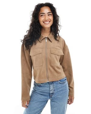 ONLY – cropped-jacke aus wildlederimitat - Blau