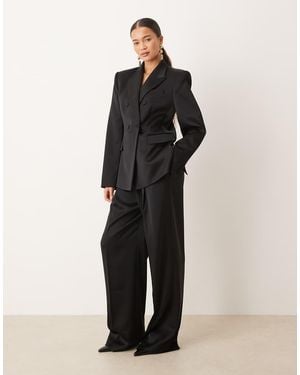 Mango Pantalones De Sastre Negros De Tejido Satinado Gilda De (Parte De Un Conjunto)