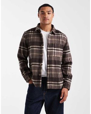 New Look Camicia Giacca A Quadri Comoda - Grigio