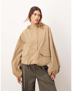 ARRANGE Bubble Hem Windbreaker Jacket - Natural