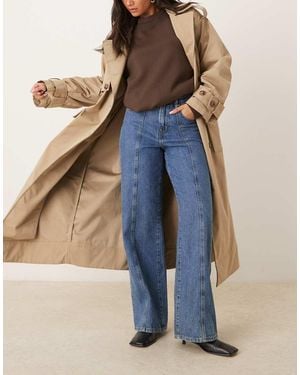 Gina Tricot Wide Leg Front Seam Detail Jeans - Blue
