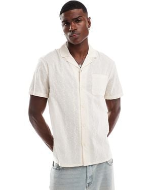 Another Influence Embroidered Stripe Revere Collar Shirt - White