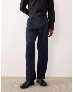 ASOS Smart Pleated Wide Leg Trousers - Blue