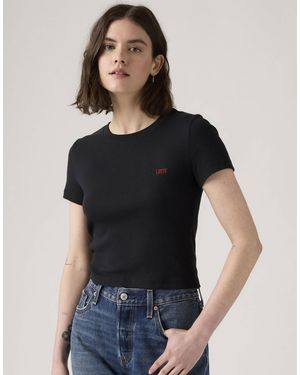 Levi's Essentielles sportliches t-shirt mit gesticktem logo - Schwarz