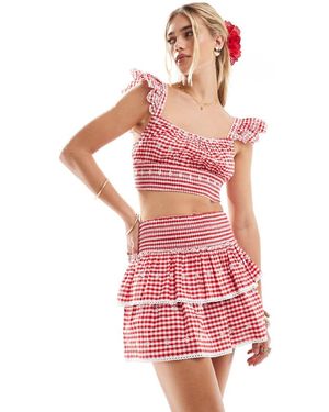 New Look Co-ord Tie Gingham Mini Skirt - Pink