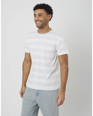 Brave Soul Contrast Crew Neck Stripe T-Shirt - White