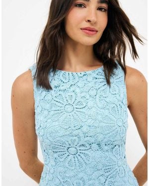 NA-KD Crochet Detail Balloon Mini Dress - Blue