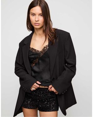 Stradivarius Sequinned Mini Shorts - Black