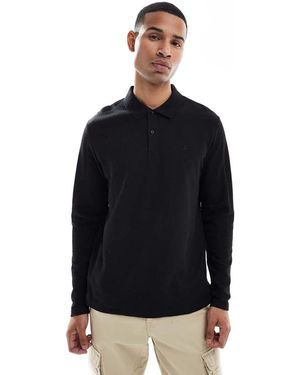 Jack & Jones Textured Polo With Long Sleeves - Black