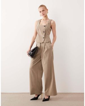 Aware Pantaloni A Vita Alta Con Fondo Ampio E Pieghe Mélange - Neutro
