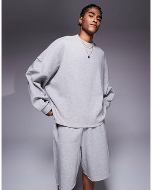 ASOS Sweat d'ensemble ultra oversize à bords bruts - chiné - Bleu