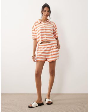 Kaiia Cotton Rich Towelling Drawstring Waist Shorts Co-ord - Pink