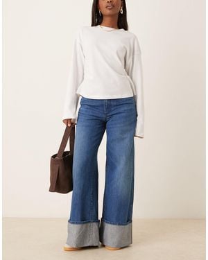 Wrangler Wide Leg Jean With Turn Up - Blue